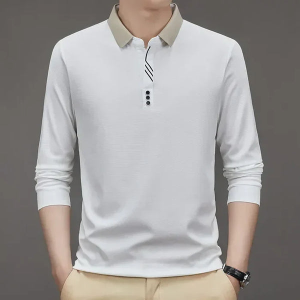 (COMPRE 1 LEVE 2 )Camisa Comprida Polo Homem Fino + Brinde: Relógio De Luxo Quartzo Deyros